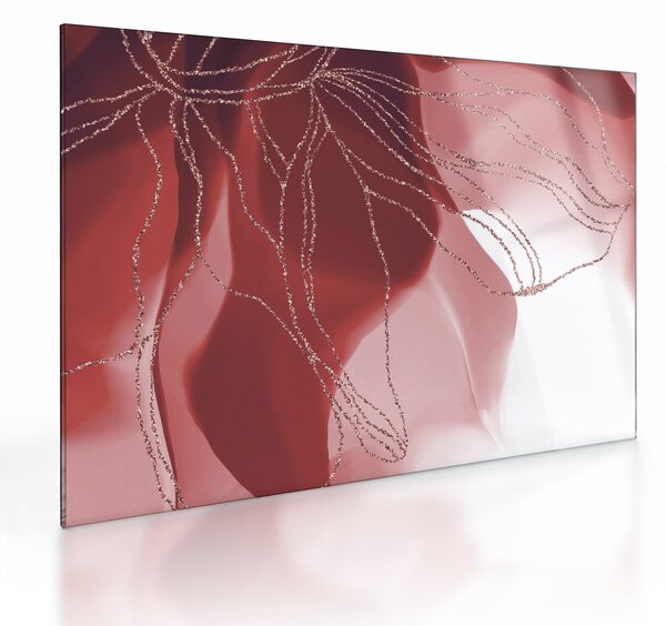 Sklenený obraz - Červená abstraktná kvetina N⁰1 (70x50 cm)