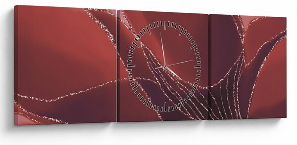 Obraz - Červená abstraktná kvetina N⁰2 (s hodinami) (90x30 cm)