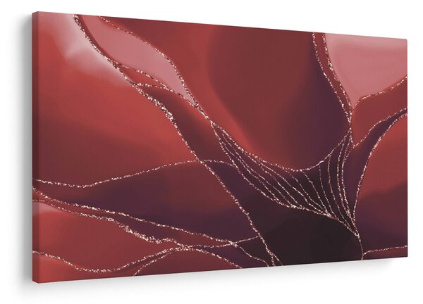 Obraz - Červená abstraktná kvetina N⁰2 (90x60 cm)