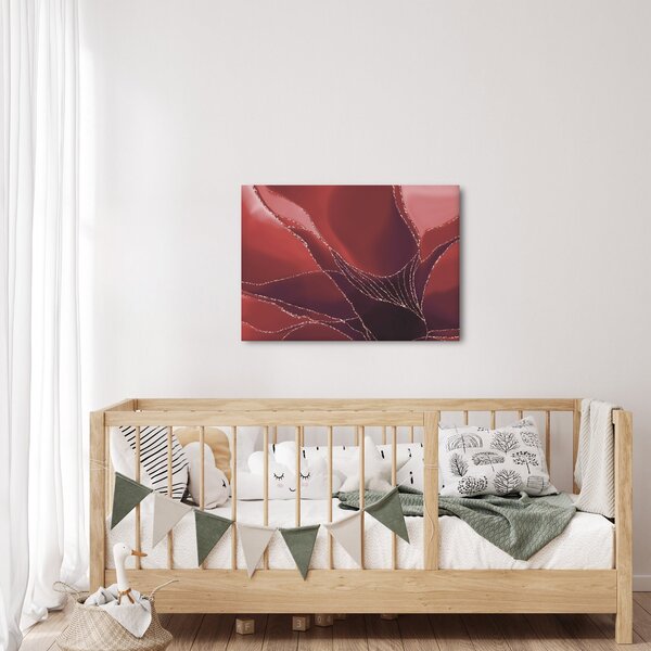 Obraz - Červená abstraktná kvetina N⁰2 (70x50 cm)