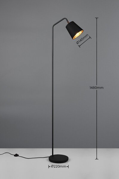Čierna stojacia lampa s textilným tienidlom (výška 148 cm) Buddy – Reality