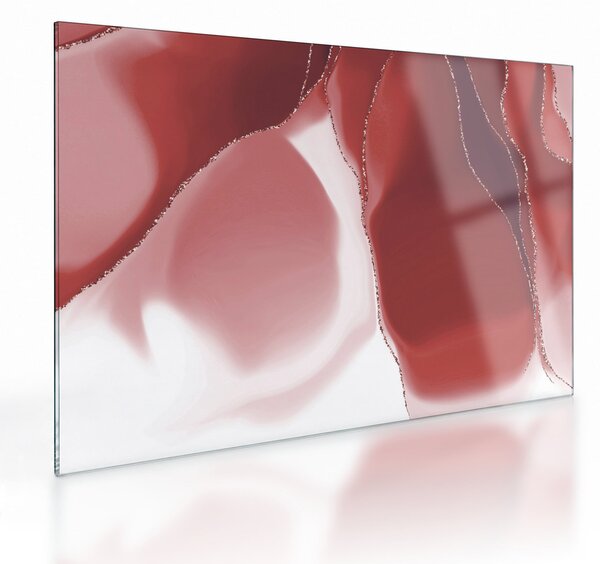 Sklenený obraz - Červená abstraktná kvetina N⁰3 (70x50 cm)