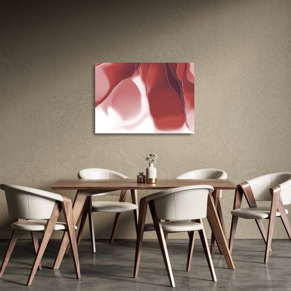 Sklenený obraz - Červená abstraktná kvetina N⁰3 (70x50 cm)