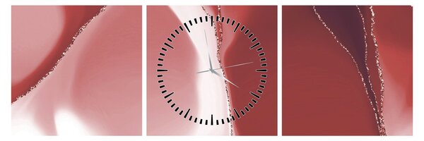 Obraz - Červená abstraktná kvetina N⁰3 (s hodinami) (90x30 cm)