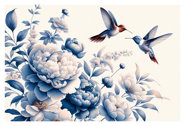 Obraz - Kolibríky nad kvetinou (90x60 cm)