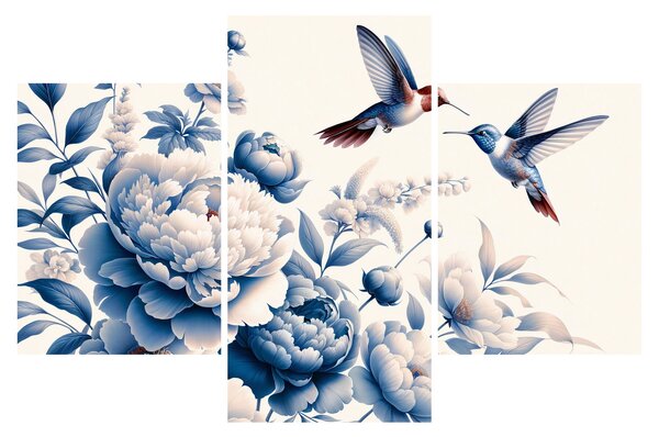 Obraz - Kolibríky nad kvetinou (90x60 cm)