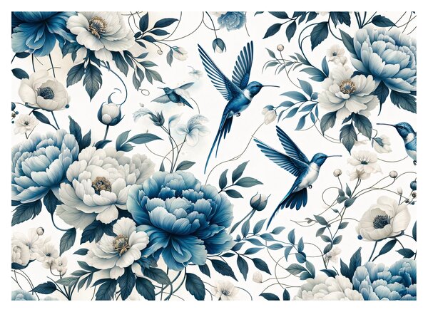 Obraz - Kolibríky s kvetmi (70x50 cm)