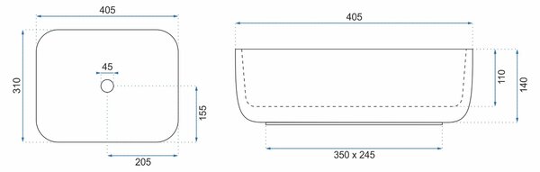 Rea Demi Mini, umývadlo na dosku 400x305x140 mm, biela, REA-U5064