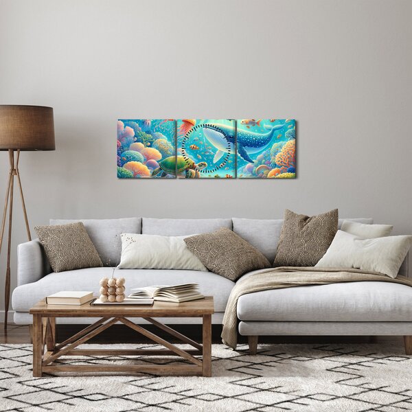 Obraz - Svet pod hladinou (s hodinami) (90x30 cm)