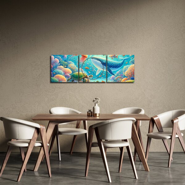 Obraz - Svet pod hladinou (s hodinami) (90x30 cm)