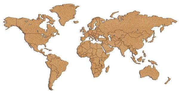 DUBLEZ | Korková mapa sveta na stenu s hranicami