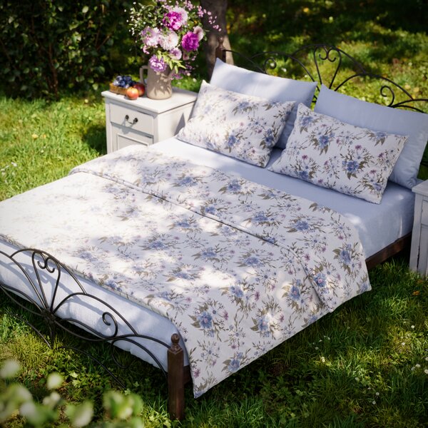 Kvalitex Klasické posteľné obliečky PROVENCE 140x200, 70x90cm ELISA modrá