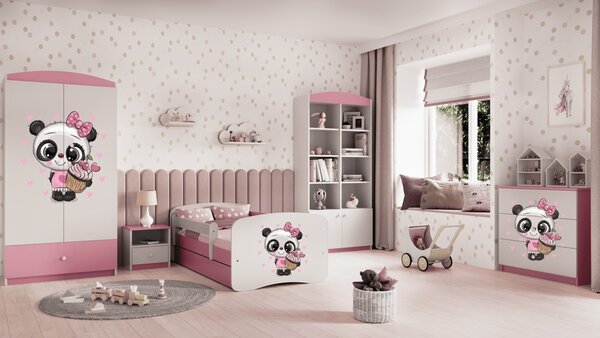 Kocot kids Detská posteľ Babydreams panda ružová, variant 70x140, bez šuplíků, bez matrace