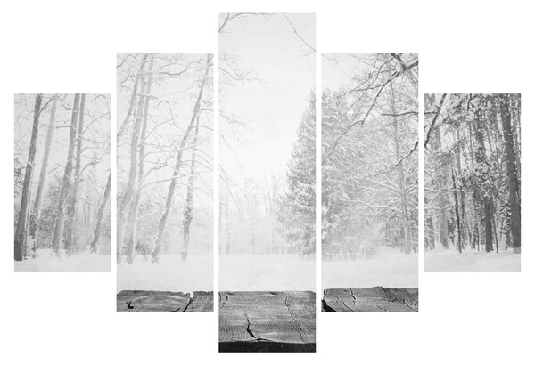 Obraz - Drevené mólo v zime (150x105 cm)
