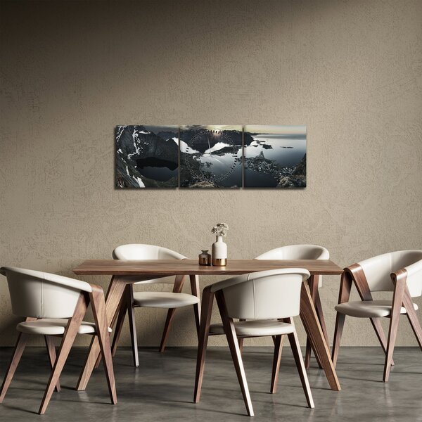 Obraz - Nórske pohorie (s hodinami) (90x30 cm)