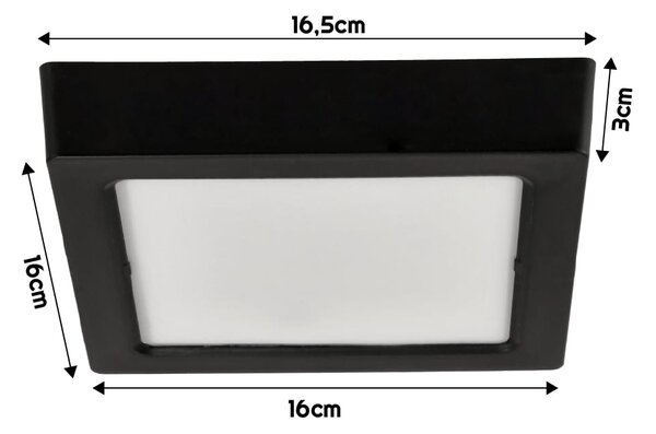 BERGE Štvorcový LED panel prisadený - čierny - 12W - PC - neutrálna biela