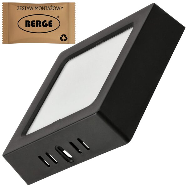 BERGE Štvorcový LED panel čierny - prisadený - 6W - PC - neutrálna biela