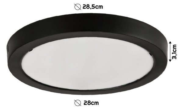 BERGE Okrúhly prisadený panel čierny 24W PC - neutrálny biely