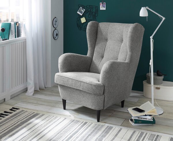 KRESLO UŠIAK, textil, kompozitné drevo, strieborná MID.YOU - Online Only obývacie izby, Online Only