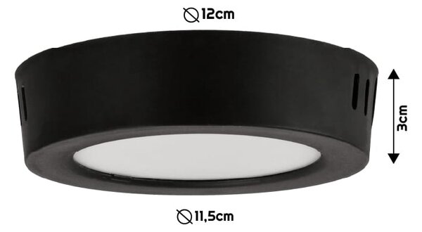 BERGE Okrúhly LED panel čierny - prisadený - 6W - PC - neutrálna biela