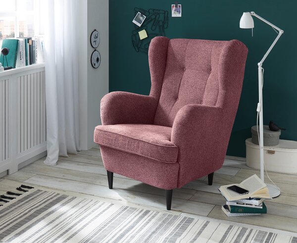 KRESLO UŠIAK, textil, kompozitné drevo, ružová MID.YOU - Online Only obývacie izby, Online Only