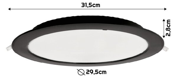 BERGE Okrúhly LED panel zapustený - čierny - 24W - PC - neutrálna biela
