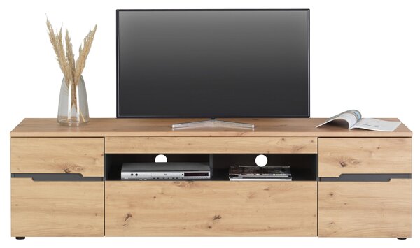 SKRINKA POD TV, grafitová, dub artisan, 192/53/47 cm Carryhome - TV nábytok