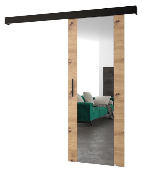 Posuvné dvere 90 cm Sharlene II (dub artisan + čierna matná + čierna) (so zrkadlom). Vlastná spoľahlivá doprava až k Vám domov. 1043630