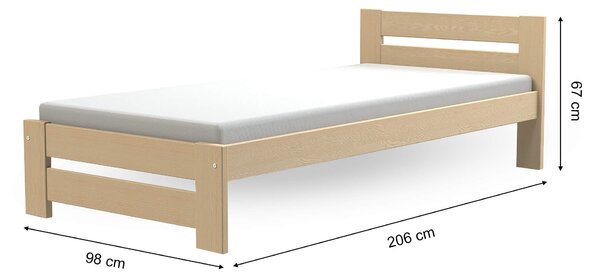 Jednolôžková drevená posteľ 90x200 Marika - borovica
