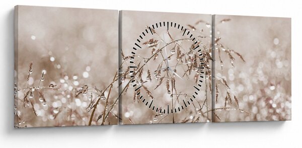 Obraz - Lúka v hnedých tónoch (s hodinami) (90x30 cm)