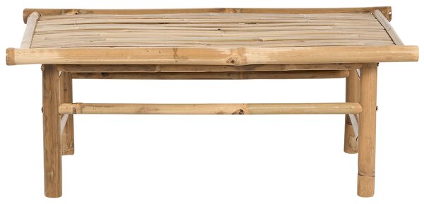 Konferenčný stolík svetlé bambusové drevo masív 80 x 45 cm obdĺžnikový interiérový a exteriérový nábytok rustikálny dizajn