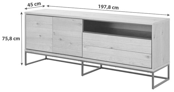 KOMODA, čierna, farba duba, 197,8/75,8/45 cm MID.YOU - Komody, Online Only