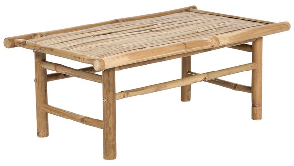 Konferenčný stolík svetlé bambusové drevo masív 80 x 45 cm obdĺžnikový interiérový a exteriérový nábytok rustikálny dizajn