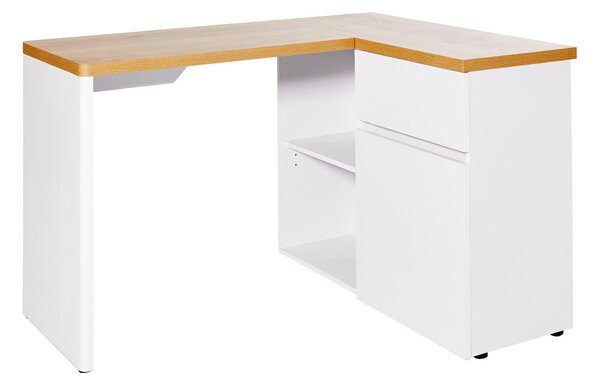 ROHOVÝ PÍSACÍ STÔL, biela, farba duba, 117/90/76,2 cm MID.YOU - Online Only kancelárie, Online Only