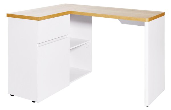 ROHOVÝ PÍSACÍ STÔL, biela, farba duba, 117/90/76,2 cm MID.YOU - Online Only kancelárie, Online Only