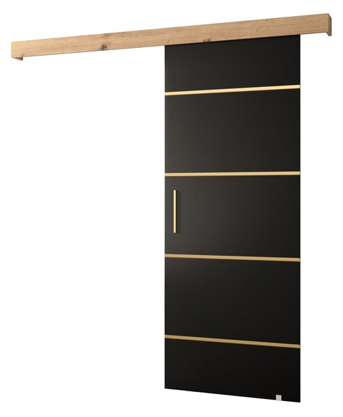 Posuvné dvere 90 cm Sharlene IV (čierna matná + dub artisan + zlatá). Vlastná spoľahlivá doprava až k Vám domov. 1043768