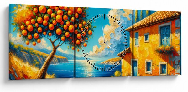 Obraz - Dom s pomarančmi II. (s hodinami) (90x30 cm)