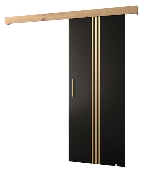 Posuvné dvere 90 cm Sharlene V (čierna matná + dub artisan + zlatá). Vlastná spoľahlivá doprava až k Vám domov. 1043814