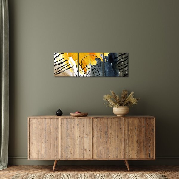 Obraz - Abstraktný akvarel (s hodinami) (90x30 cm)