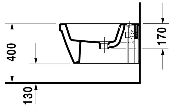 Duravit 2nd floor - Závesný bidet 540x370 mm s prepadom, biela 2254150000