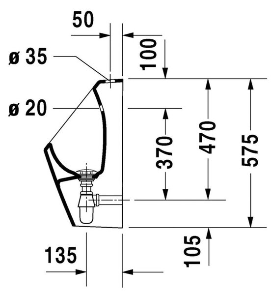 Duravit D-Code - Pisoár, biela lesklá 0828300000