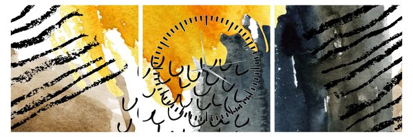 Obraz - Abstraktný akvarel (s hodinami) (90x30 cm)
