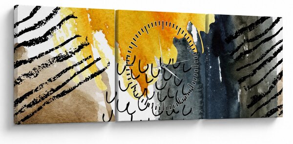 Obraz - Abstraktný akvarel (s hodinami) (90x30 cm)