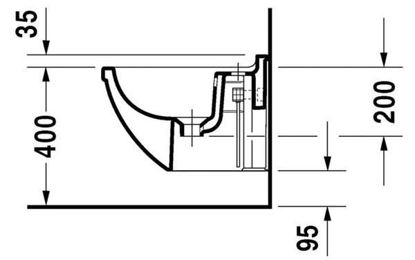 Duravit Starck 3 - Závesný bidet Compact, 1 otvor pre armatúru prepichnutý, 360 x 475 mm, biely 2281150000