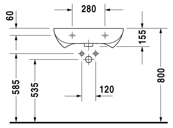 Duravit D-Code - Umývadlo 600x550 mm, s prepadom, biela 2312600002
