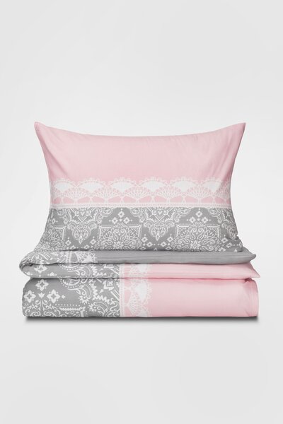 Flanelové obliečky Remar sivo-ružová 200x220 cm