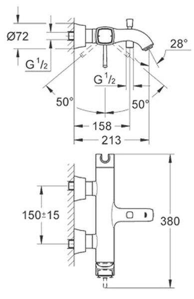 GROHE Grandera - Páková vaňová batéria, chróm 23317000