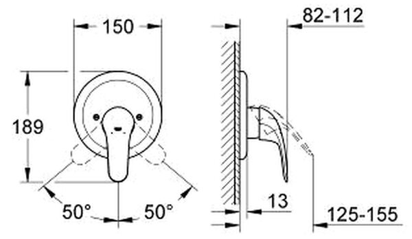 GROHE Euroeco Neu - Páková sprchová batéria, chróm 19378000
