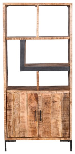 REGÁL, prírodná farba, čierna, mangové drevo, 88/192/40 cm MID.YOU - Online Only drobný nábytok, Online Only