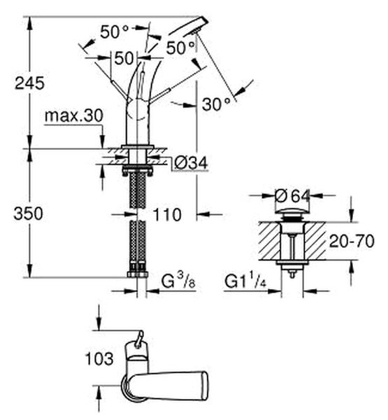 GROHE Ondus - Páková umývadlová batéria, biela matná 32125LS0
